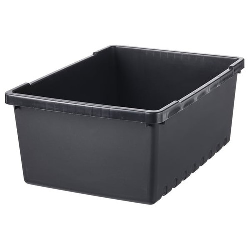 Black plastic storage box o - black,