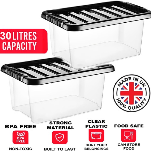 Plastic storage boxes - 2x, 30l