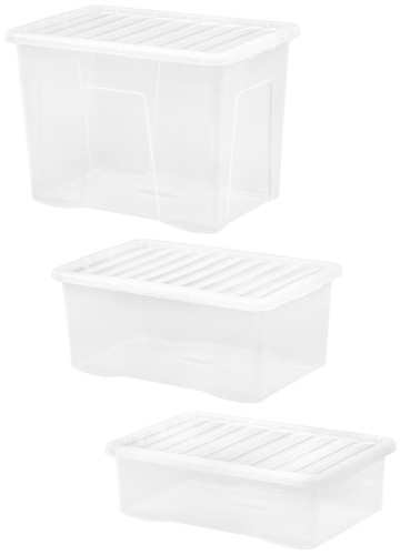 Clear plastic storage box with - clear,