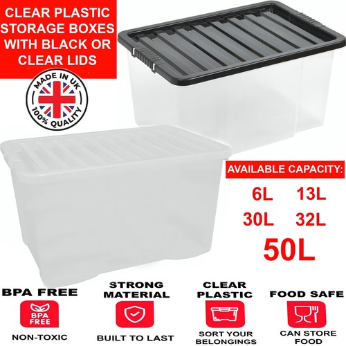 Plastic storage boxes clear - plastic,